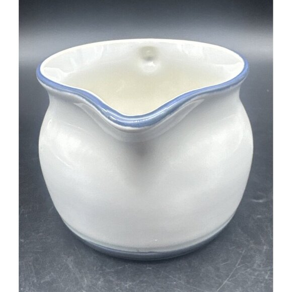 VTG Pfaltzgraff AURA Ceramic Gravy Boat Pitcher Blue Bands Made in USA - Picture 5 of 9